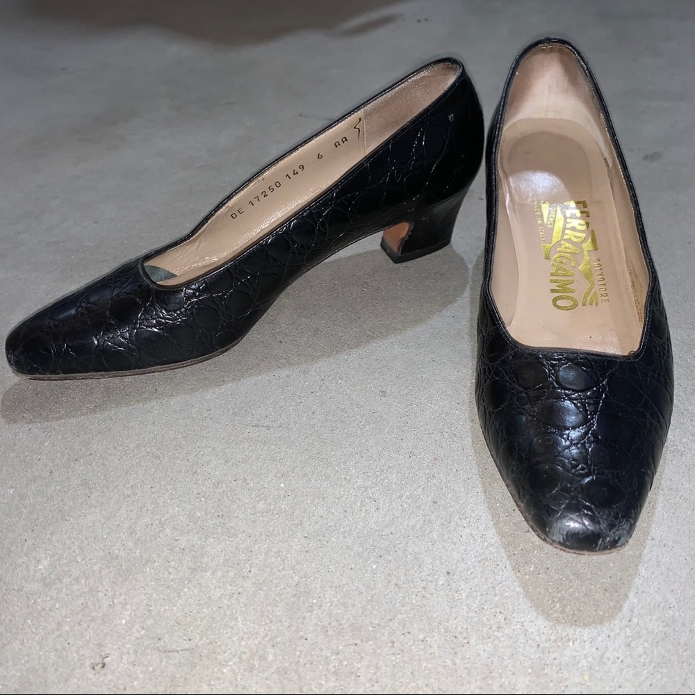 Salvatore Ferragamo Black Low Heels